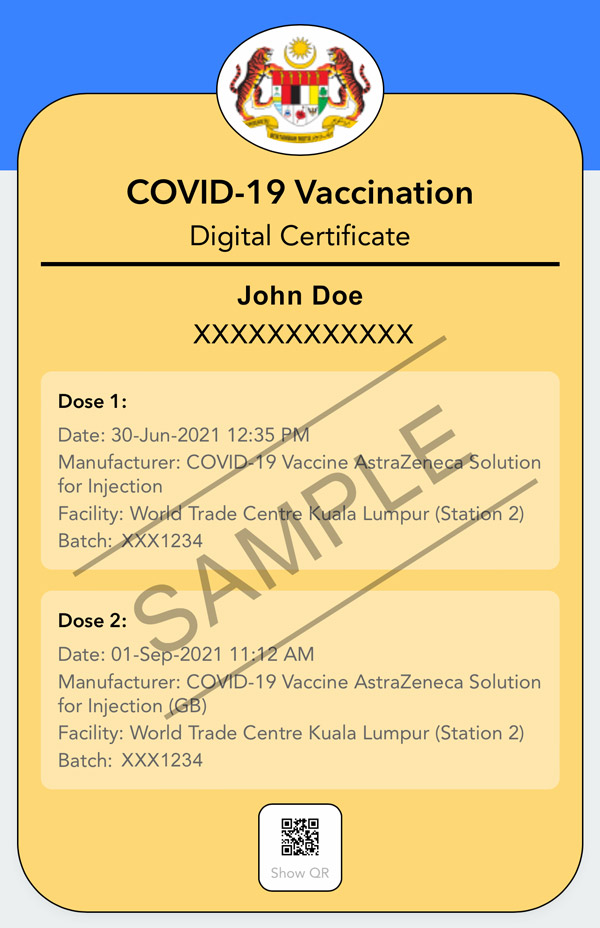 Proof Of Vaccination Sample